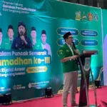 Ketua PC GP Ansor Kota Tangsel, H. Imam Fitrah Ramadhan saat sambutan / Foto : Dok. TU