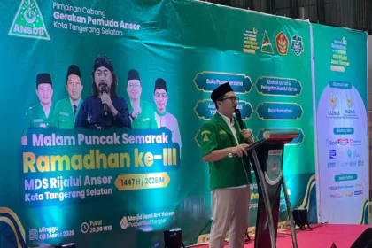 Ketua PC GP Ansor Kota Tangsel, H. Imam Fitrah Ramadhan saat sambutan / Foto : Dok. TU