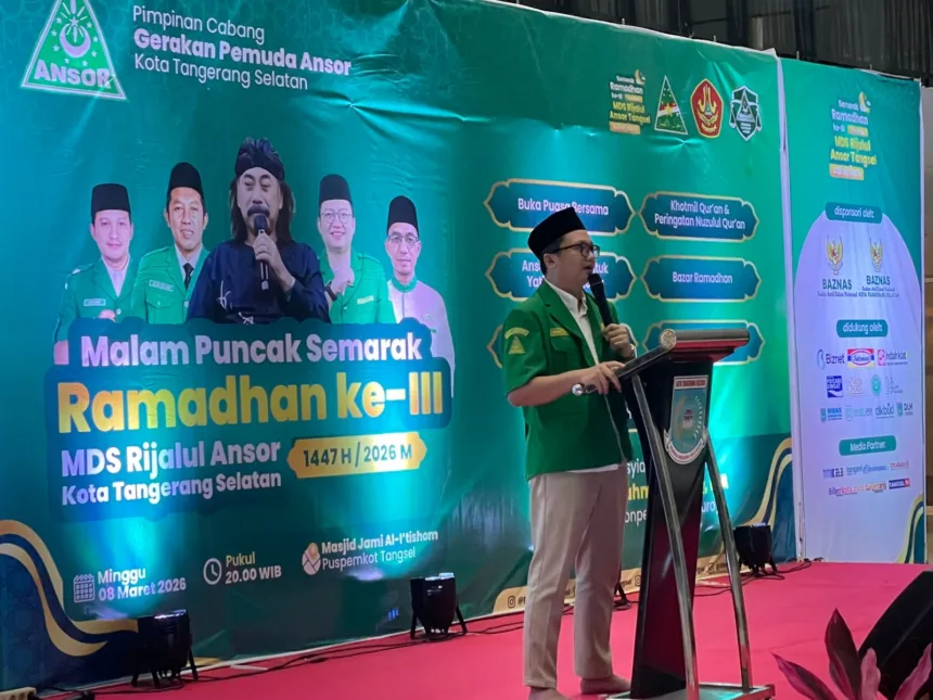 Ketua PC GP Ansor Kota Tangsel, H. Imam Fitrah Ramadhan saat sambutan / Foto : Dok. TU