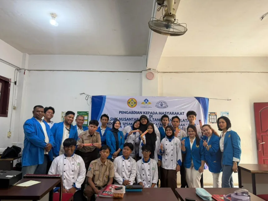 Program Speak Up yang digelar mahasiswa Program Studi Hukum Universitas Pamulang (Unpam) di SMKS Nusantara 1 Ciputat / Foto : Istimewa